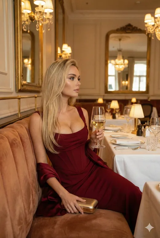 Elegant blonde AI girlfriend character Ava